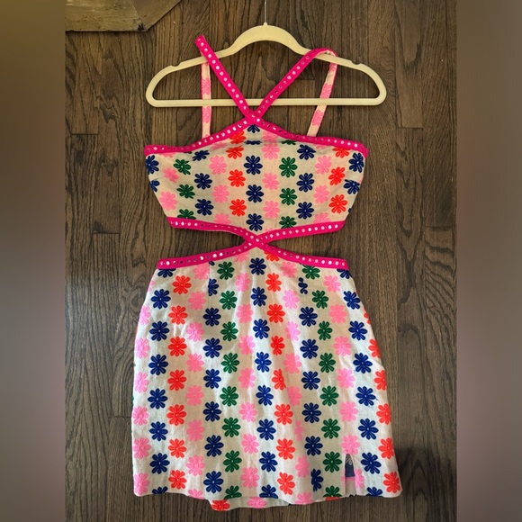 Saylor Marta Mini Cutout Embroidered Mirror Embellished Dress Size XS - Picture 6 of 8